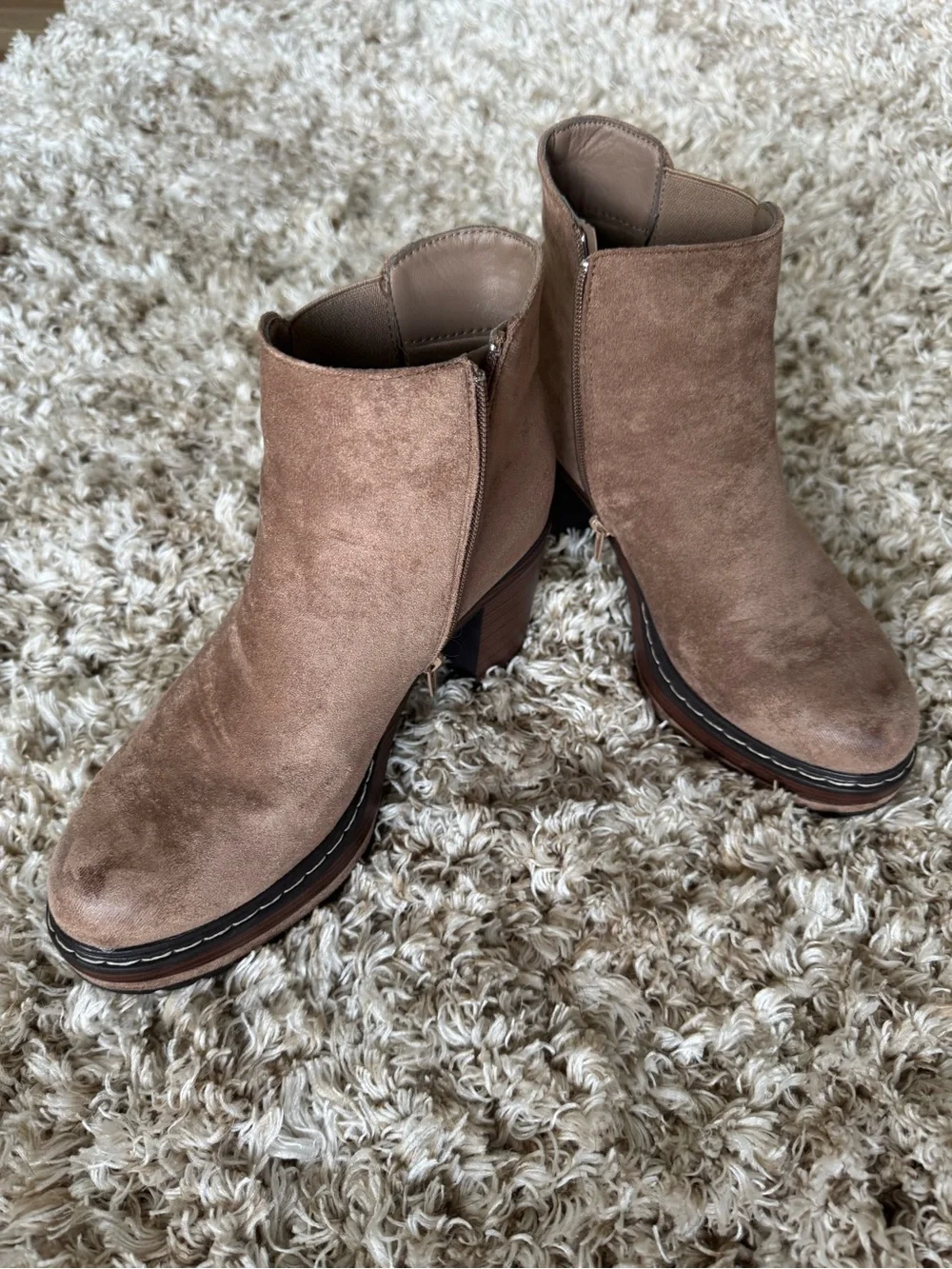 Altar'd State Taupe Suede Platform Chelsea Booties